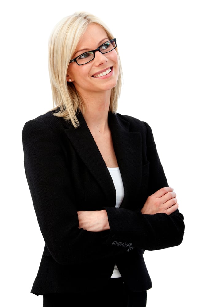 Friendly business woman portrait smiling isolated over a white background-1