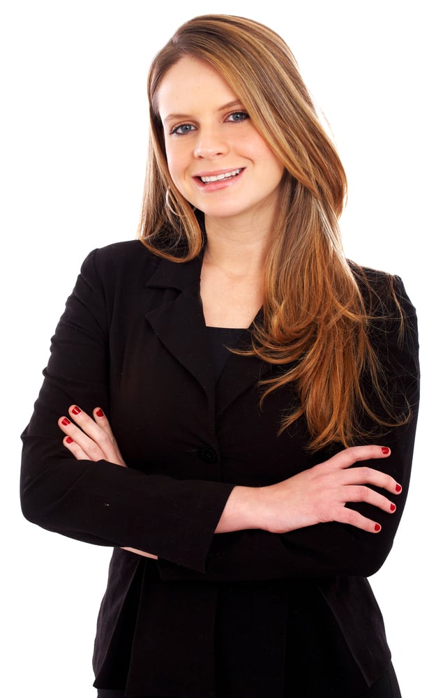 business woman portrait - isolated over a white background